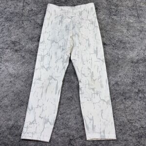Zobha Capri High Rise Leggings Women's Small White & Gray Marble Yoga Pilates